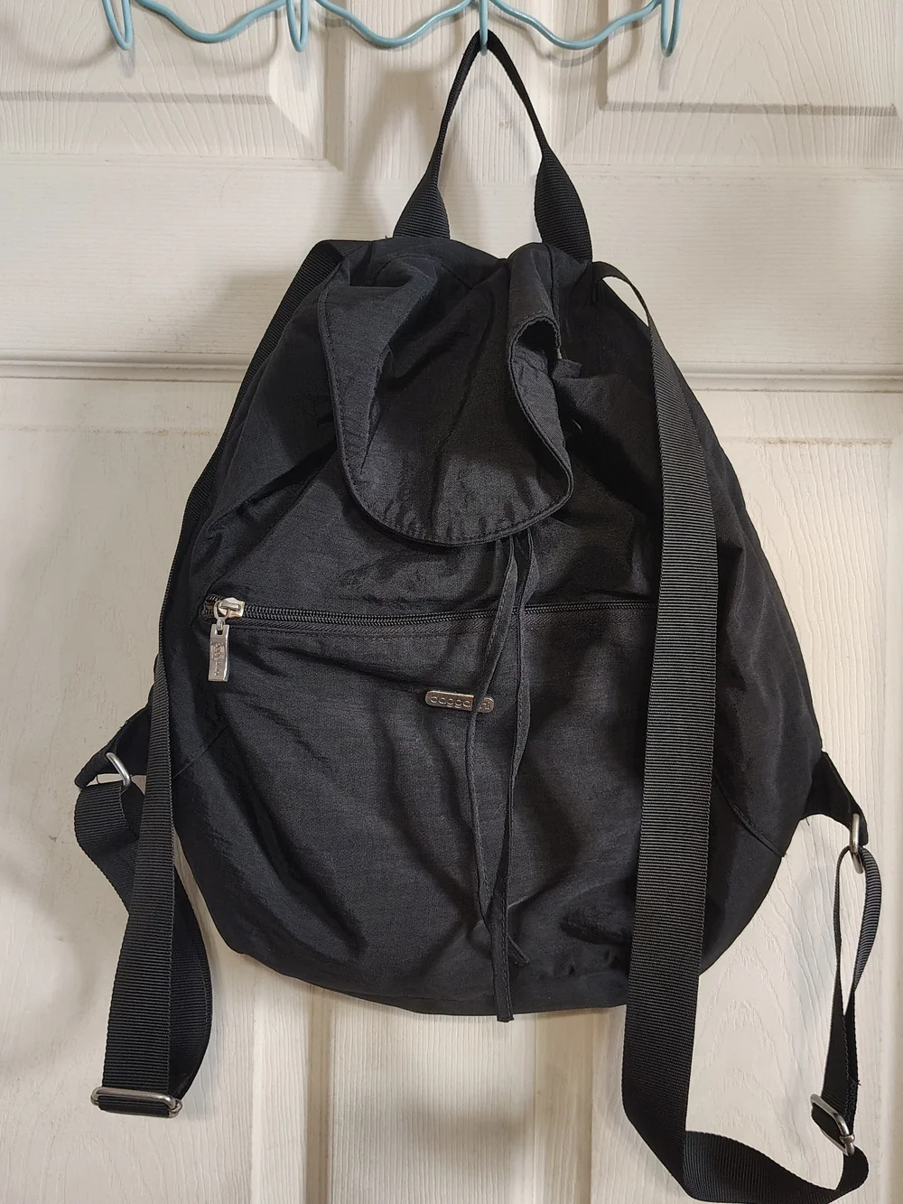 90s Baggallini Women Black Cinch Backpack Drawstring
